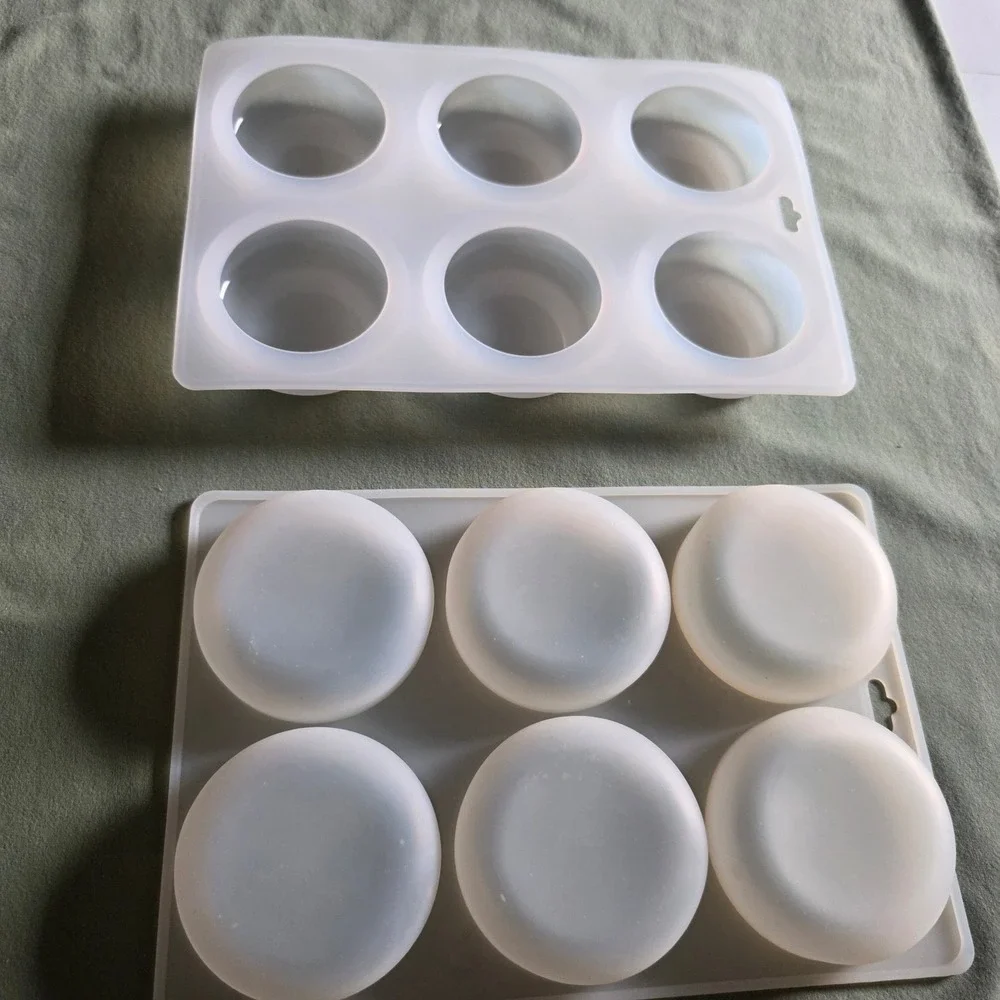 Set of 2 Round Silicone Molds for Wax Melts Soap and Resin Crafting 6 Cavity